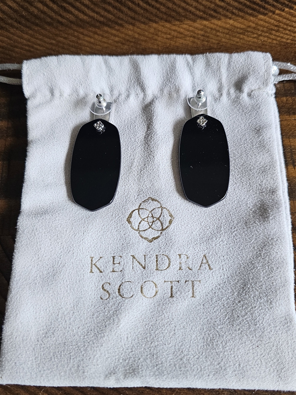 Kendra Scott Aragon Drop Earrings - Silver & Black Glass